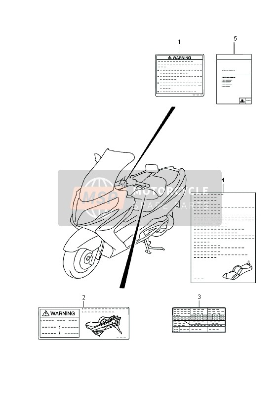 Suzuki AN400(A)(ZA) BURGMAN 2014 Étiquette (AN400A E19) pour un 2014 Suzuki AN400(A)(ZA) BURGMAN